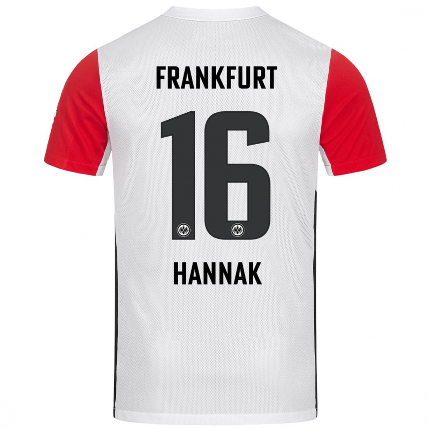 Kids Football Tim Hannak #16 White Red Home Jersey 2024/25 T-Shirt Nz