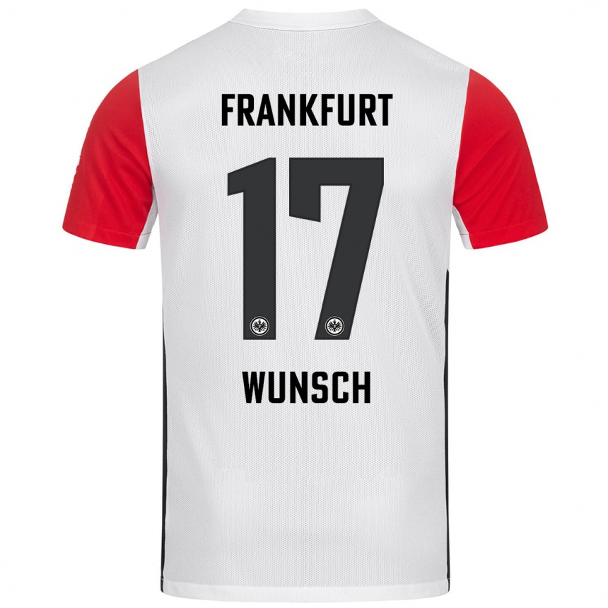 Kids Football Paul Wünsch #17 White Red Home Jersey 2024/25 T-Shirt Nz