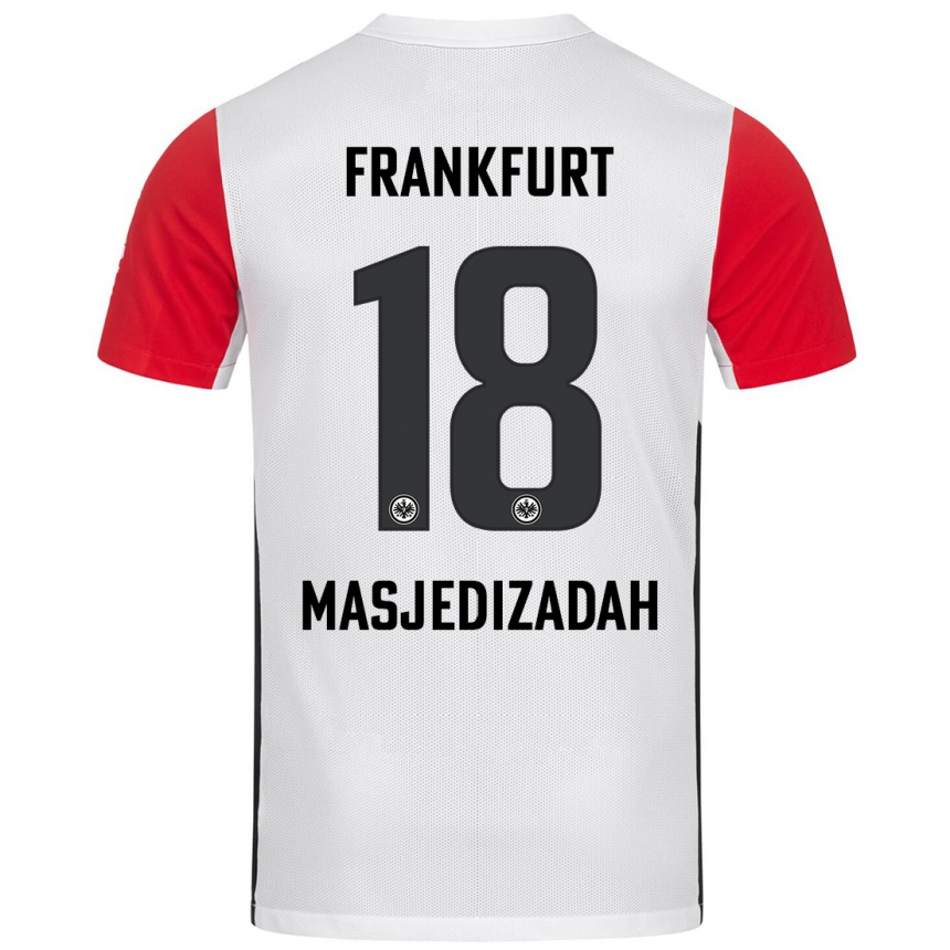 Kids Football Abolfazl Masjedizadah #18 White Red Home Jersey 2024/25 T-Shirt Nz