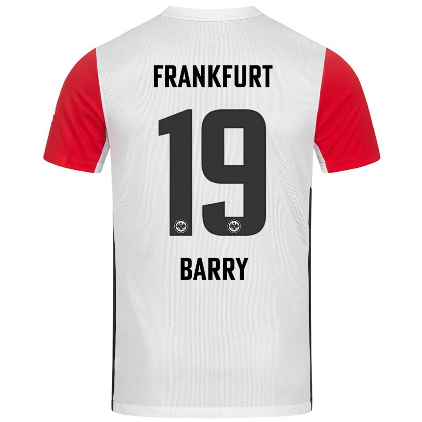 Kids Football Jasha Barry #19 White Red Home Jersey 2024/25 T-Shirt Nz