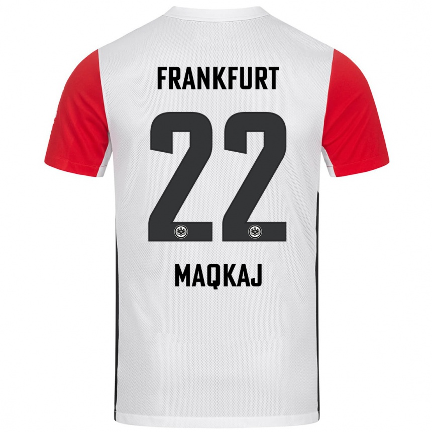 Kids Football Dritan Maqkaj #22 White Red Home Jersey 2024/25 T-Shirt Nz