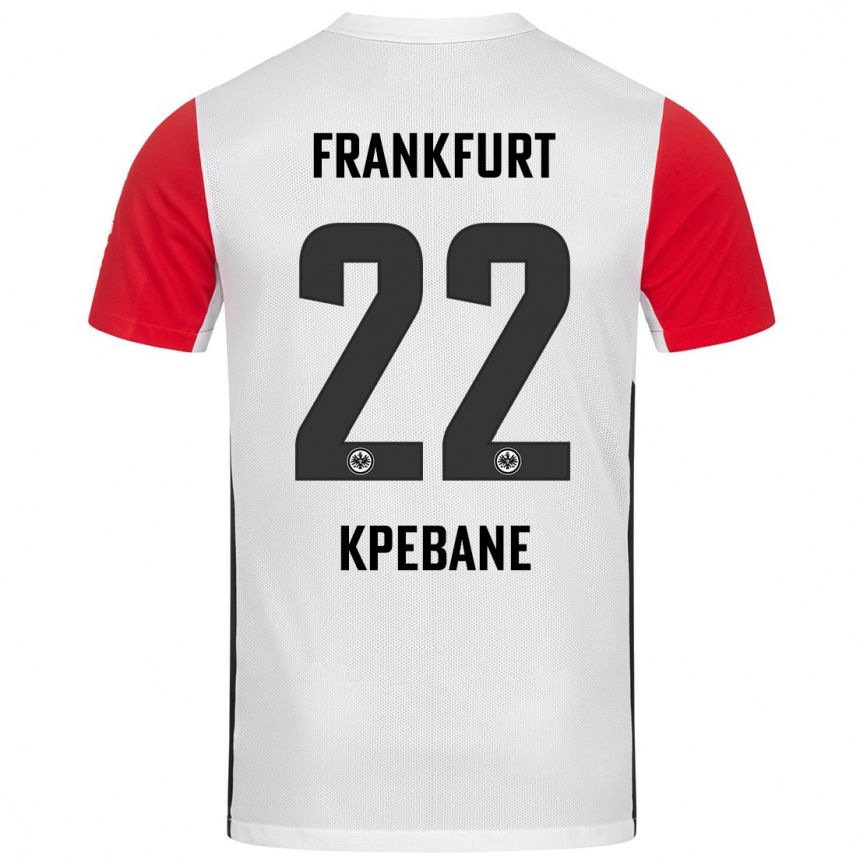 Kids Football Tamiou Kpebane #22 White Red Home Jersey 2024/25 T-Shirt Nz