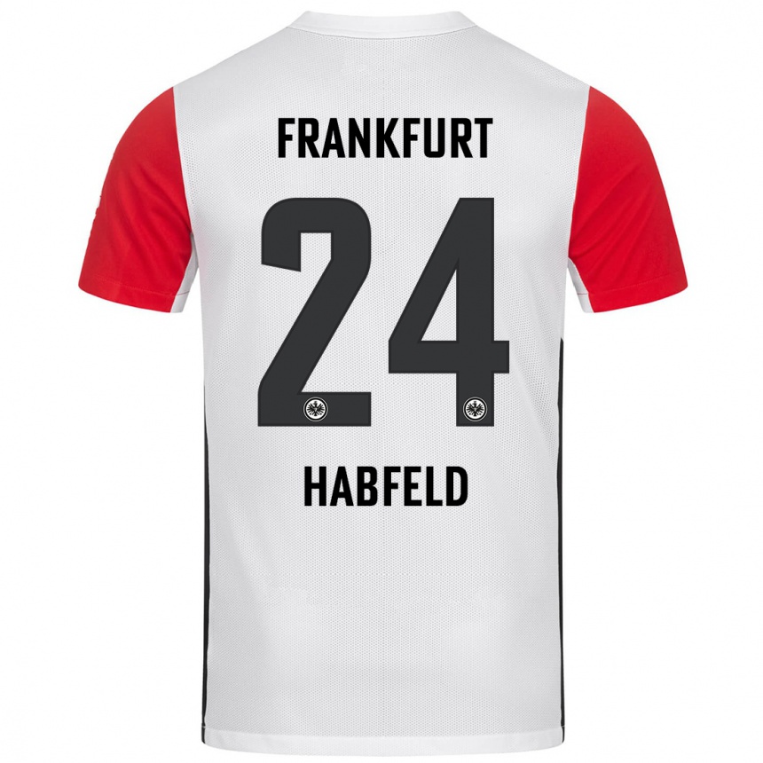 Kids Football Josef Haßfeld #24 White Red Home Jersey 2024/25 T-Shirt Nz