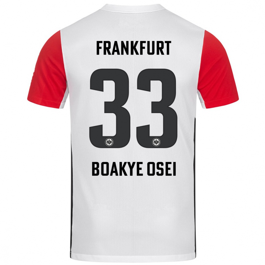 Kids Football Derek Boakye-Osei #33 White Red Home Jersey 2024/25 T-Shirt Nz