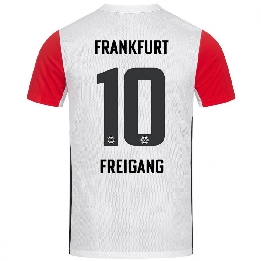 Kids Football Laura Freigang #10 White Red Home Jersey 2024/25 T-Shirt Nz