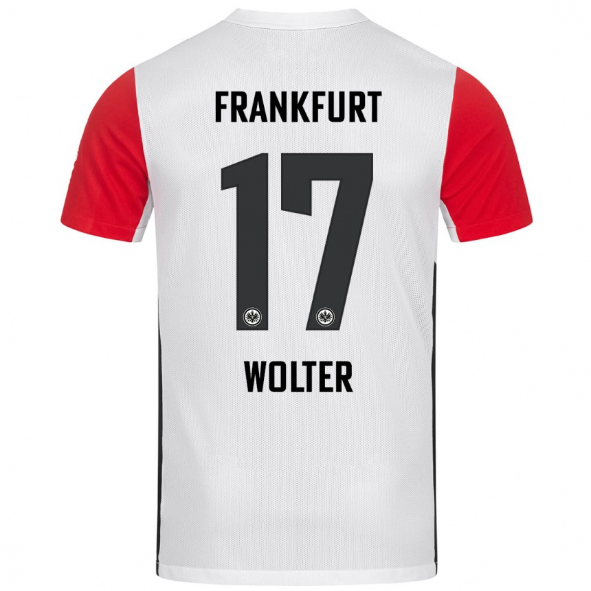 Kids Football Pia-Sophie Wolter #17 White Red Home Jersey 2024/25 T-Shirt Nz