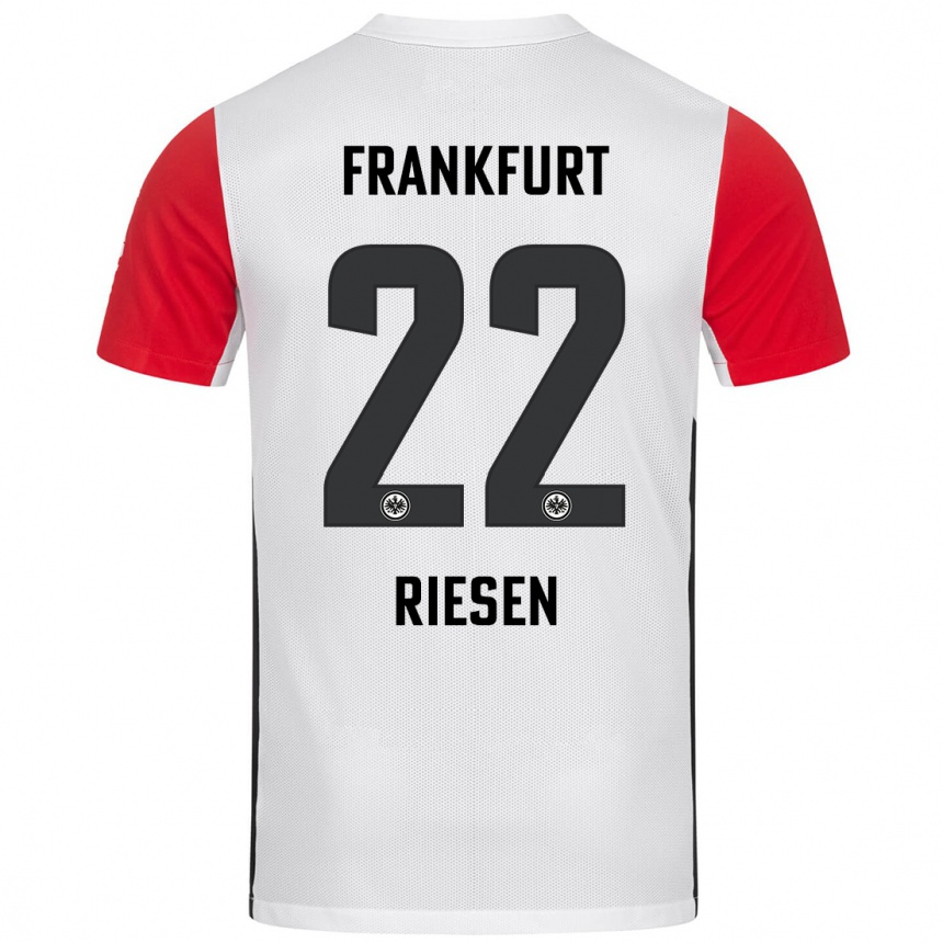 Kids Football Nadine Riesen #22 White Red Home Jersey 2024/25 T-Shirt Nz