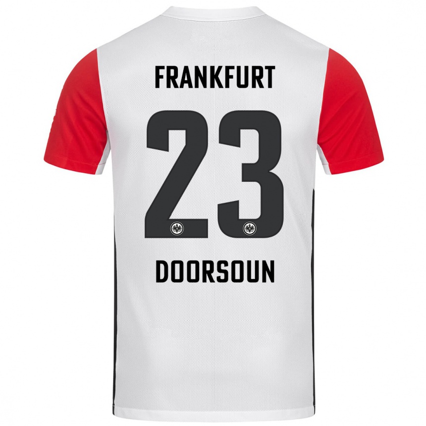 Kids Football Sara Doorsoun-Khajeh #23 White Red Home Jersey 2024/25 T-Shirt Nz