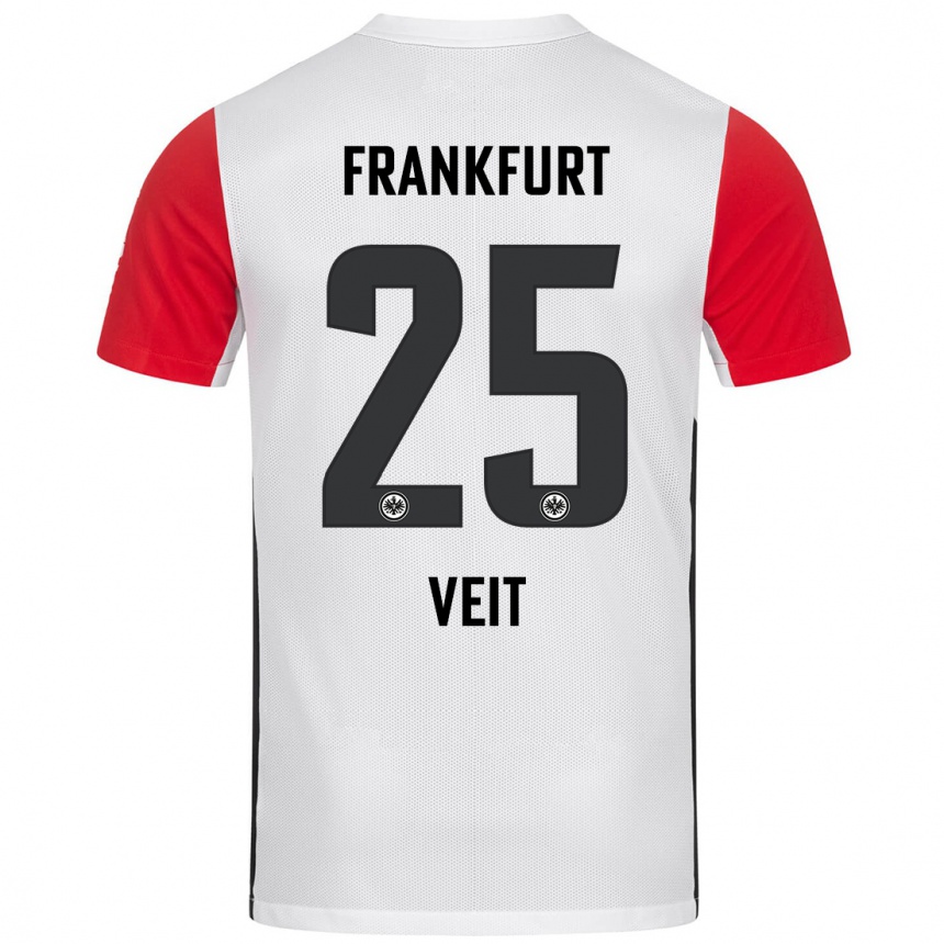 Kids Football Jella Veit #25 White Red Home Jersey 2024/25 T-Shirt Nz