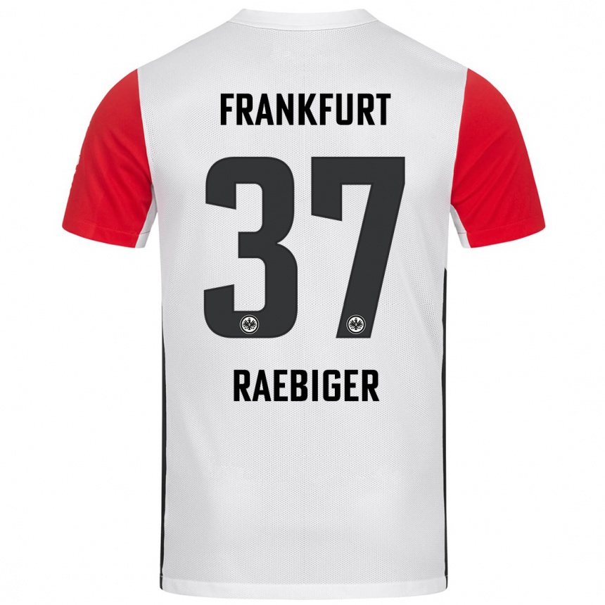 Kids Football Sidney Raebiger #37 White Red Home Jersey 2024/25 T-Shirt Nz