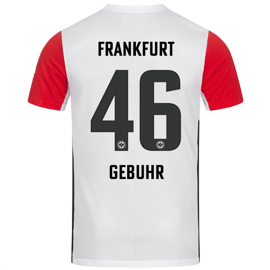 Kids Football Dario Gebuhr #46 White Red Home Jersey 2024/25 T-Shirt Nz