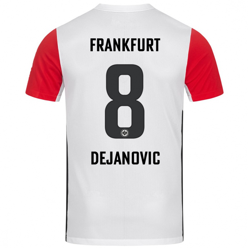 Kids Football Daniel Dejanovic #8 White Red Home Jersey 2024/25 T-Shirt Nz