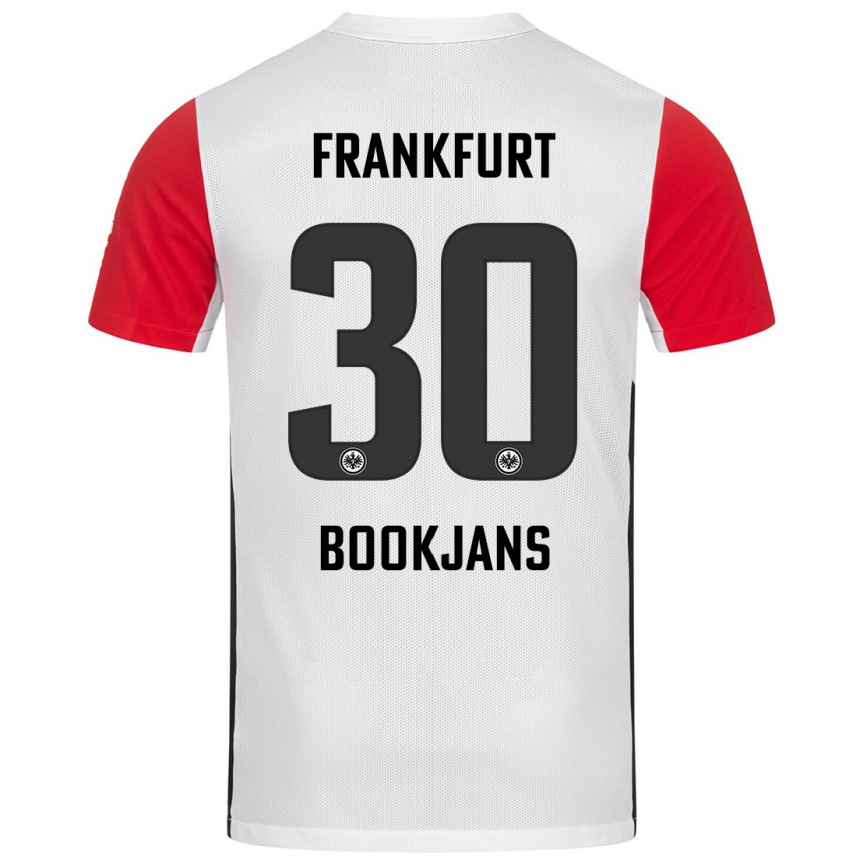 Kids Football Jakob Bookjans #30 White Red Home Jersey 2024/25 T-Shirt Nz