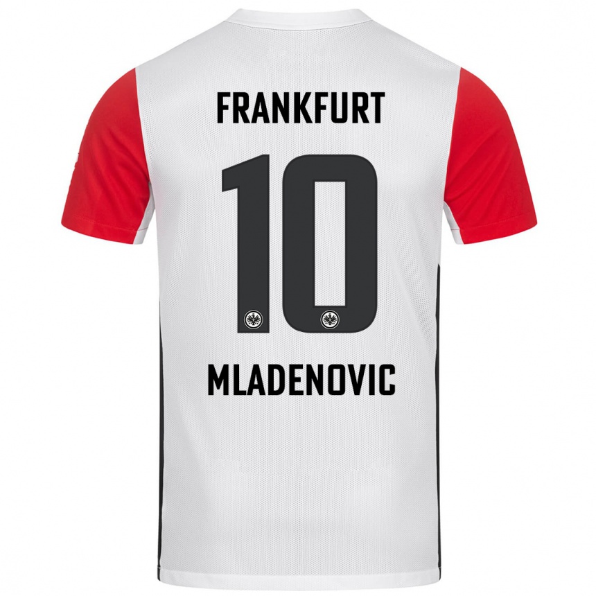 Kids Football Marko Mladenovic #10 White Red Home Jersey 2024/25 T-Shirt Nz