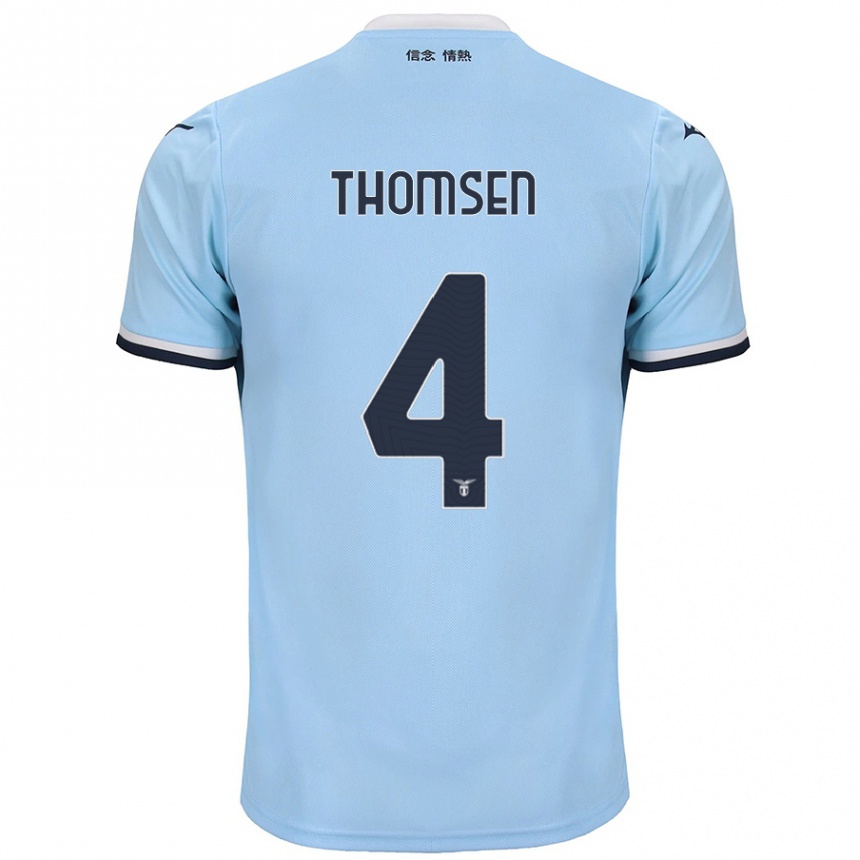 Kids Football Maria Møller Thomsen #4 Blue Home Jersey 2024/25 T-Shirt Nz