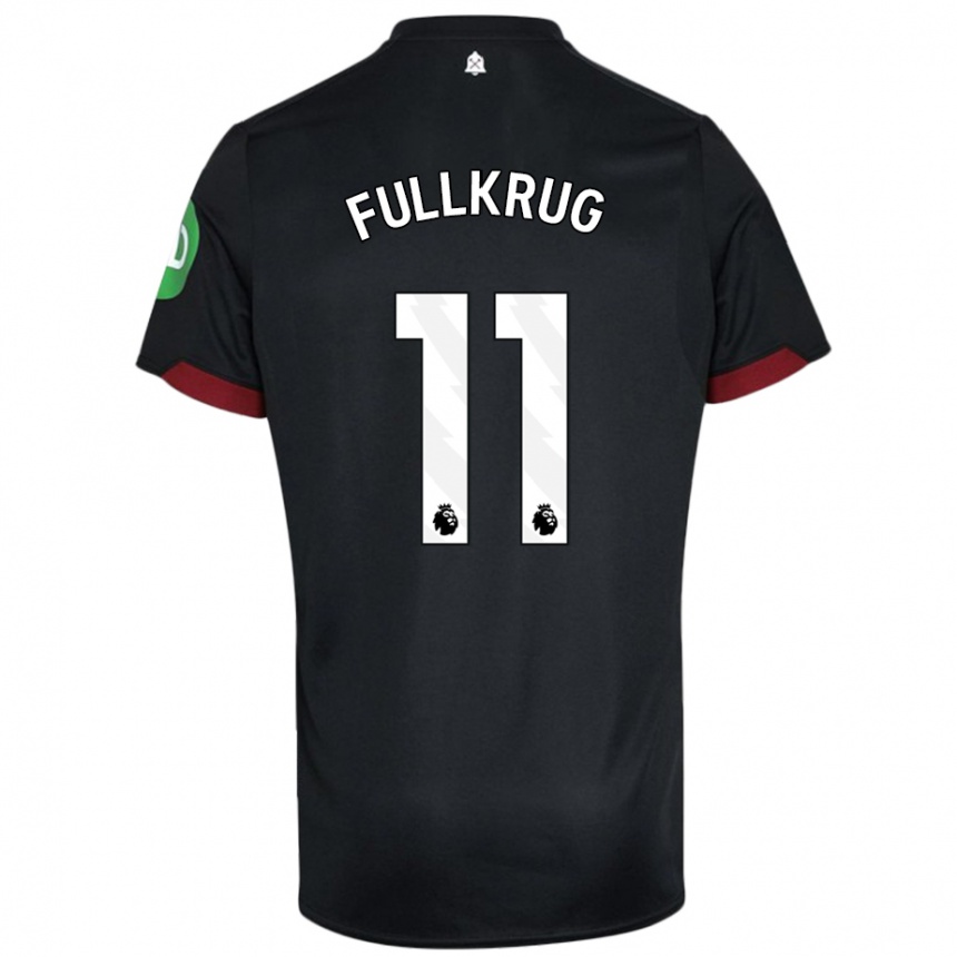 Kids Football Niclas Füllkrug #11 Black White Away Jersey 2024/25 T-Shirt Nz