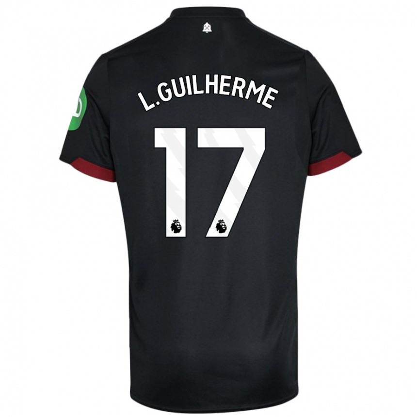 Kids Football Luis Guilherme #17 Black White Away Jersey 2024/25 T-Shirt Nz