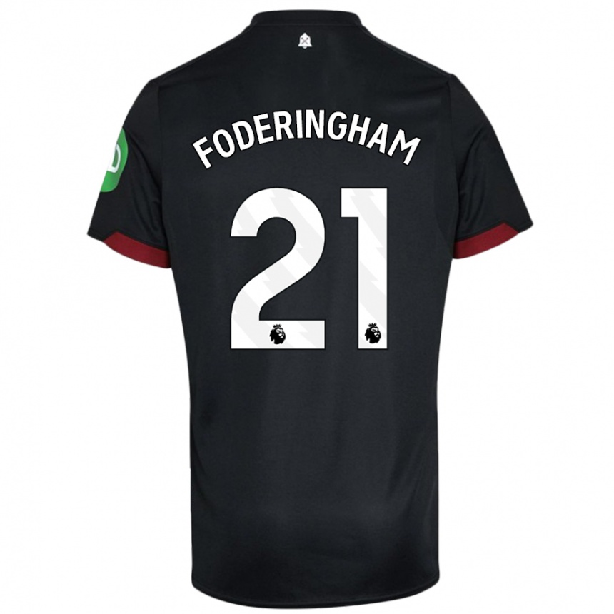 Kids Football Wes Foderingham #21 Black White Away Jersey 2024/25 T-Shirt Nz