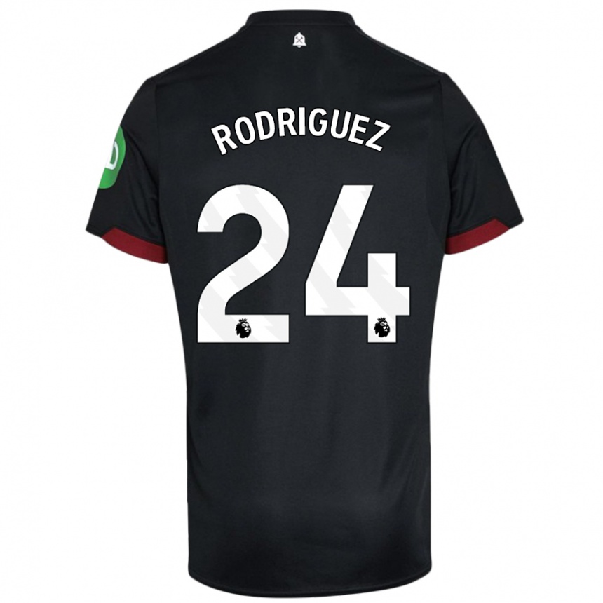 Kids Football Guido Rodríguez #24 Black White Away Jersey 2024/25 T-Shirt Nz