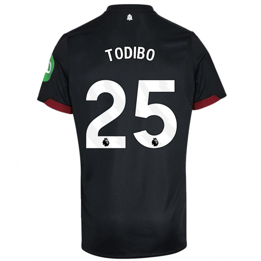 Kids Football Jean-Clair Todibo #25 Black White Away Jersey 2024/25 T-Shirt Nz