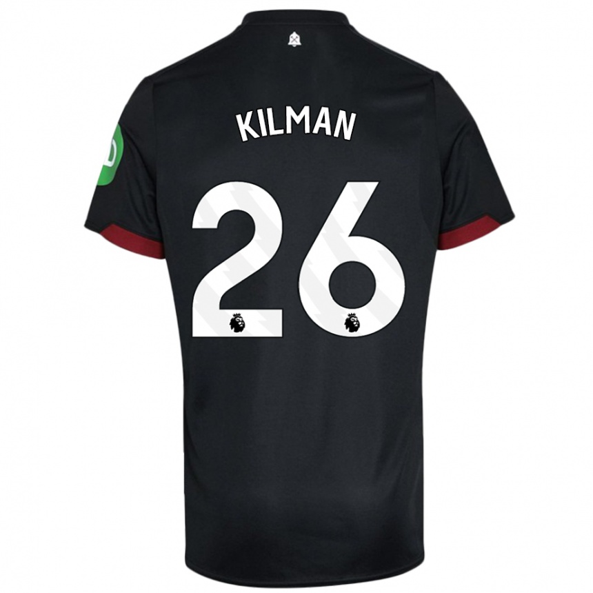 Kids Football Max Kilman #26 Black White Away Jersey 2024/25 T-Shirt Nz