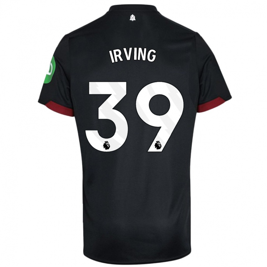 Kids Football Andy Irving #39 Black White Away Jersey 2024/25 T-Shirt Nz