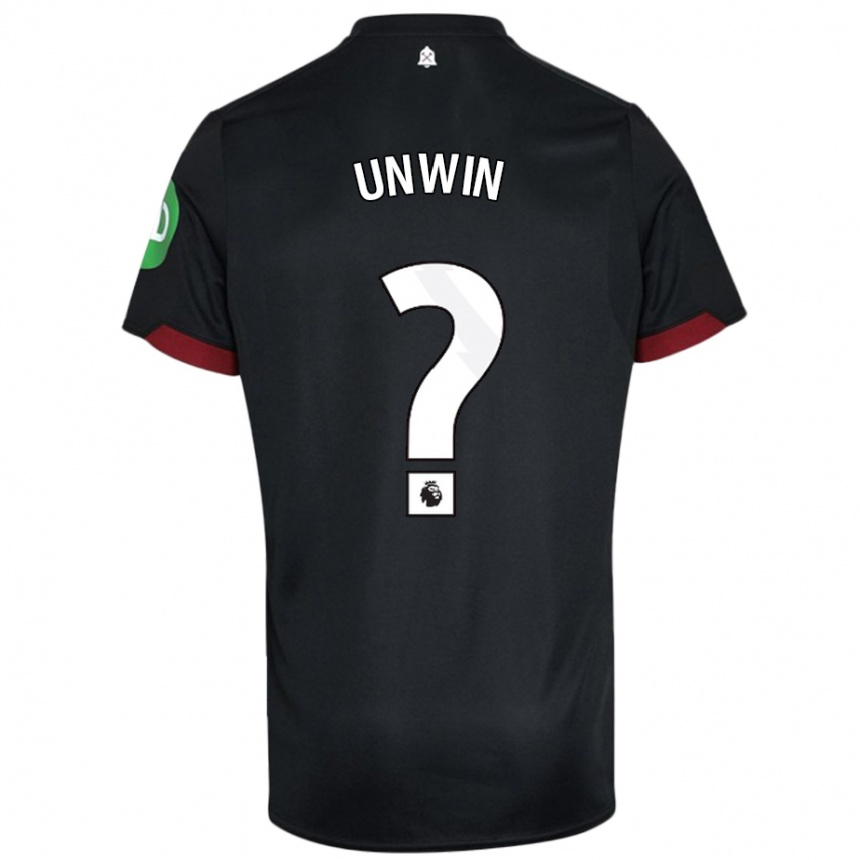 Kids Football Jonathan Unwin #0 Black White Away Jersey 2024/25 T-Shirt Nz