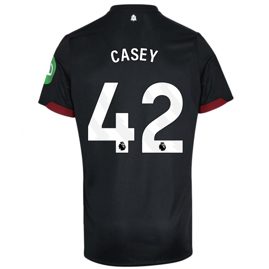 Kids Football Kaelan Casey #42 Black White Away Jersey 2024/25 T-Shirt Nz