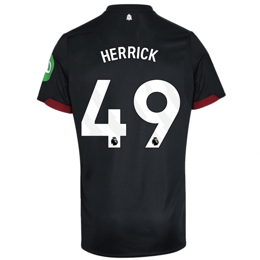 Kids Football Finlay Herrick #49 Black White Away Jersey 2024/25 T-Shirt Nz