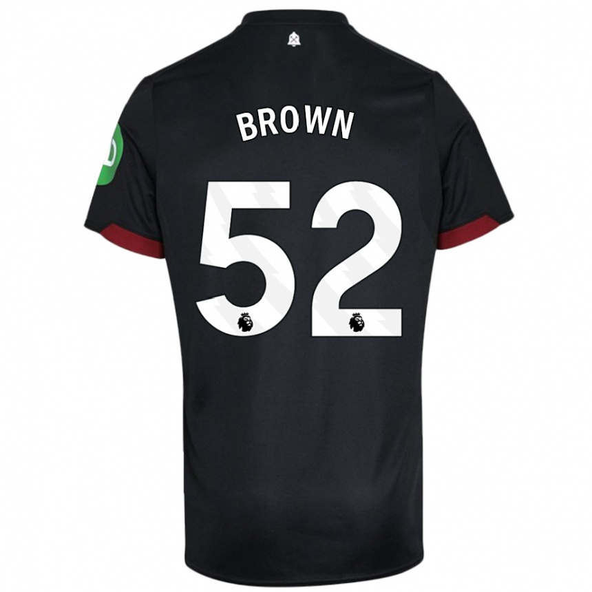 Kids Football Luis Brown #52 Black White Away Jersey 2024/25 T-Shirt Nz