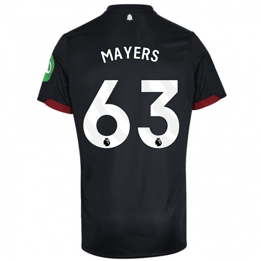 Kids Football Ezra Mayers #63 Black White Away Jersey 2024/25 T-Shirt Nz