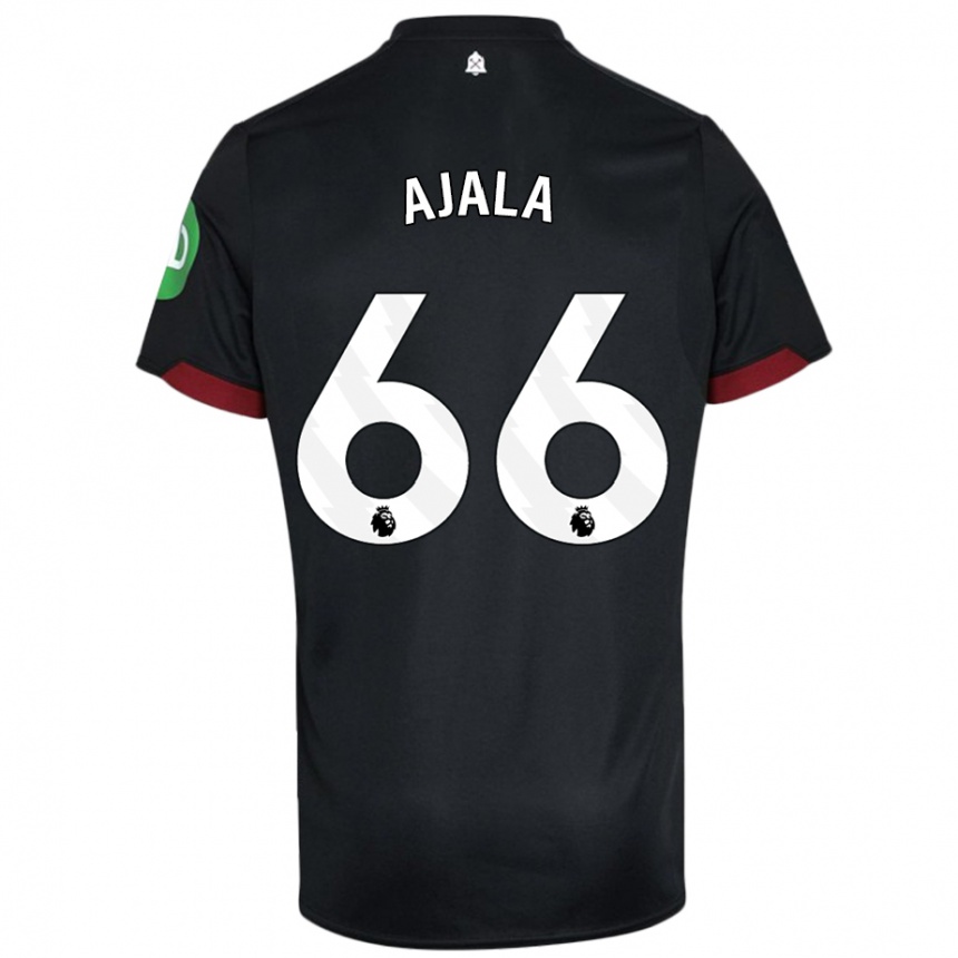 Kids Football Joshua Ajala #66 Black White Away Jersey 2024/25 T-Shirt Nz