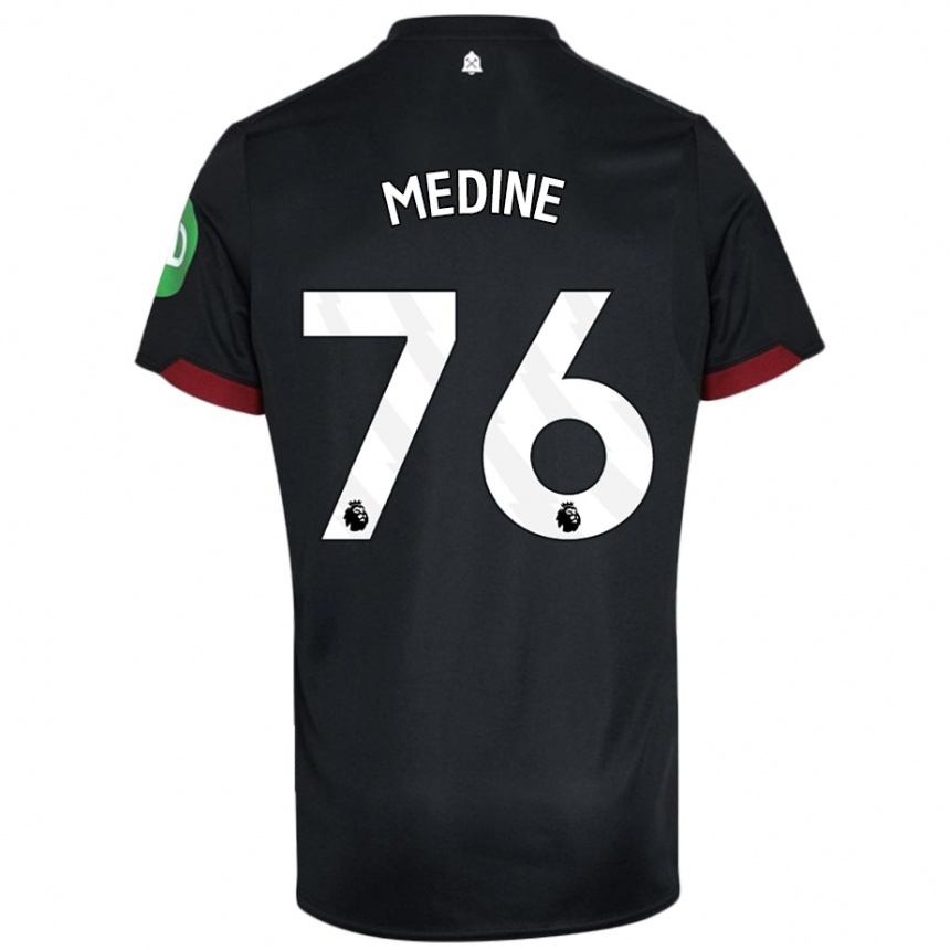 Kids Football Jethro Medine #76 Black White Away Jersey 2024/25 T-Shirt Nz