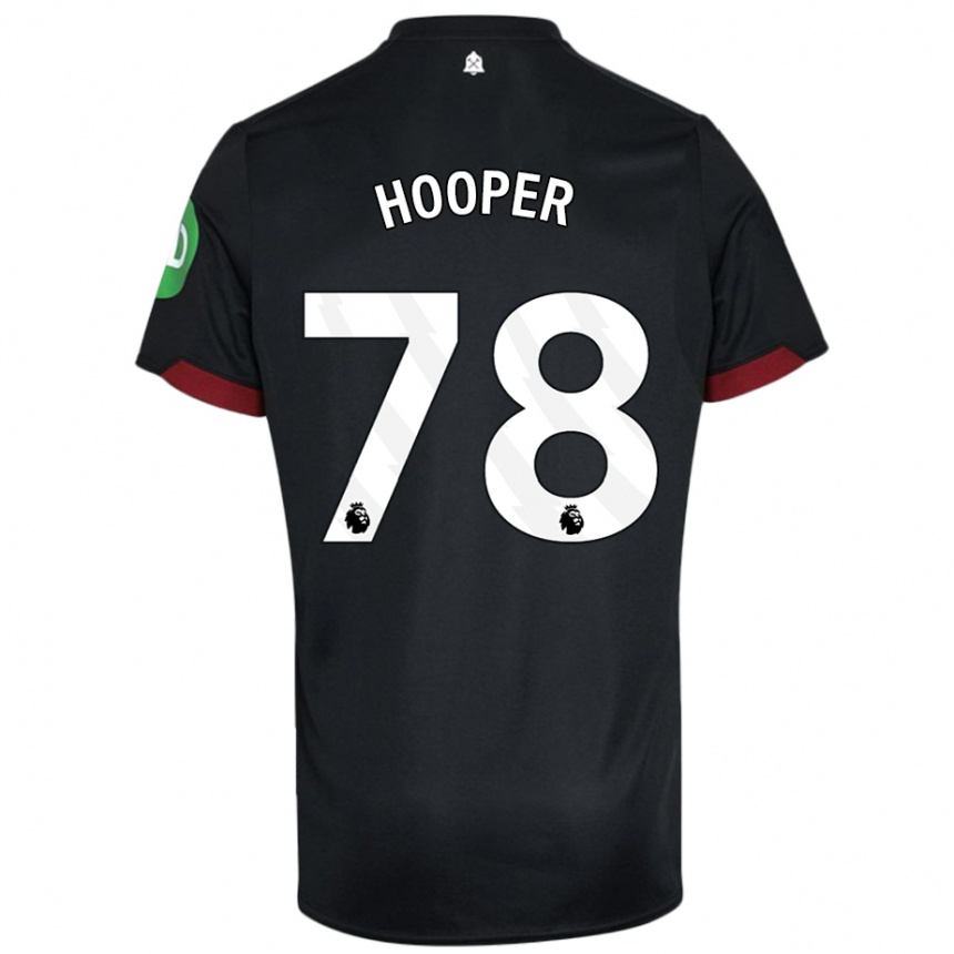 Kids Football Finley Hooper #78 Black White Away Jersey 2024/25 T-Shirt Nz