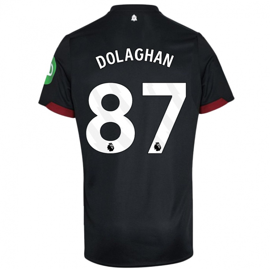 Kids Football Brad Dolaghan #87 Black White Away Jersey 2024/25 T-Shirt Nz