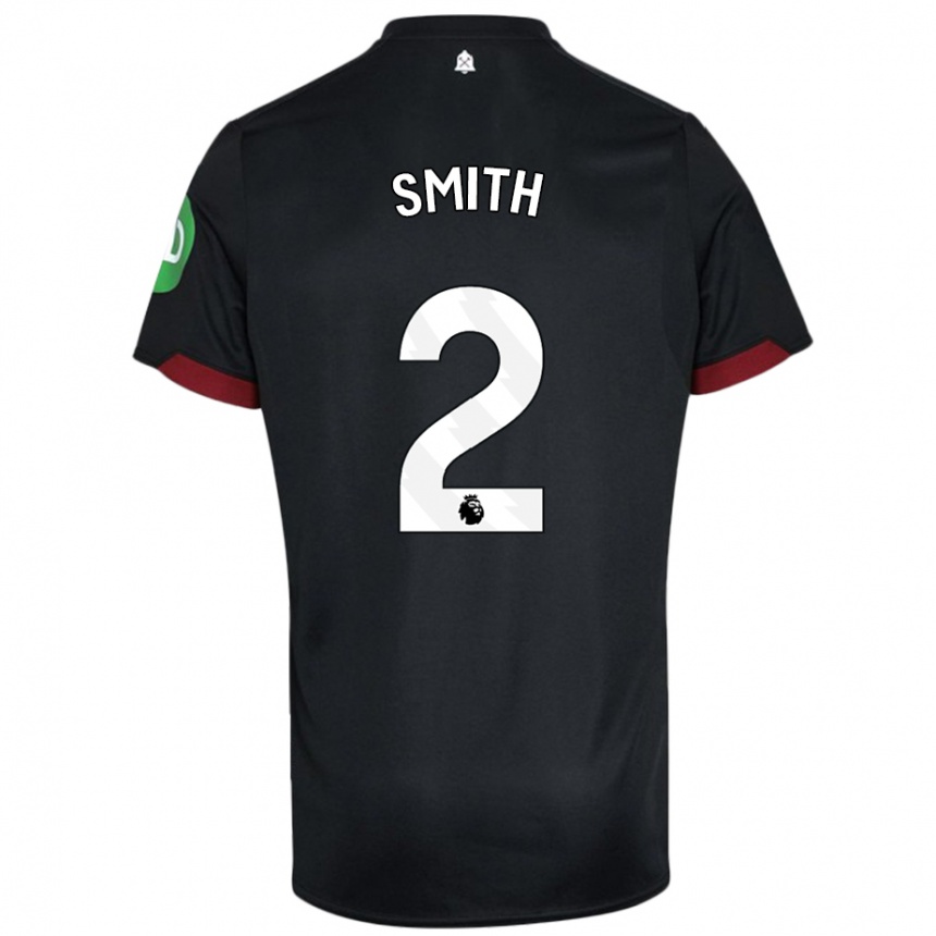 Kids Football Kirsty Smith #2 Black White Away Jersey 2024/25 T-Shirt Nz