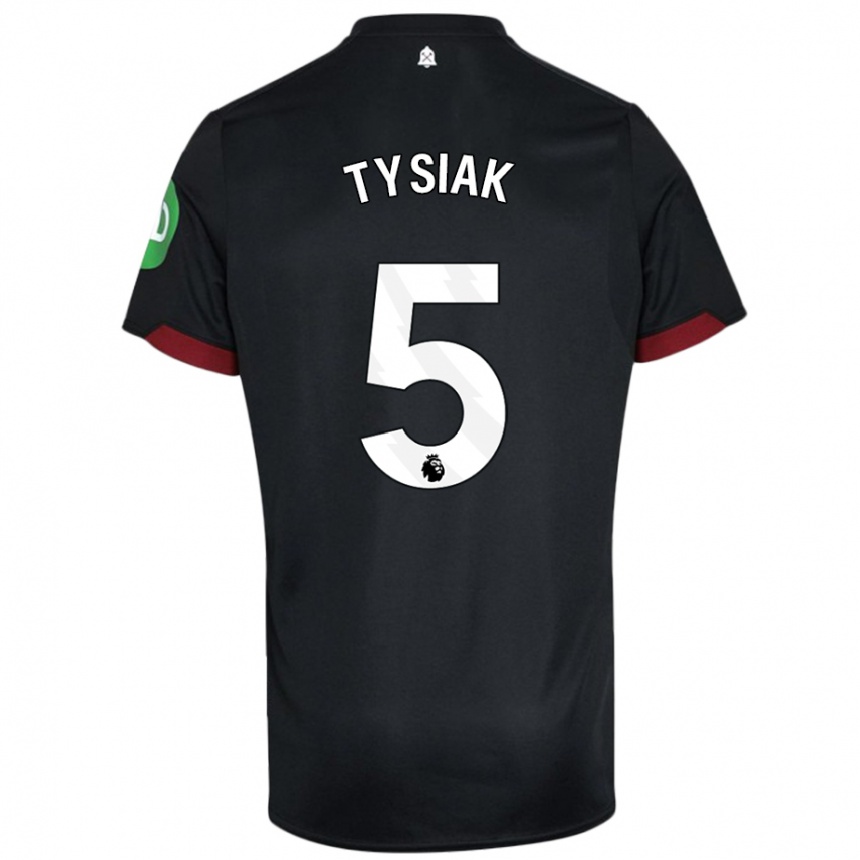 Kids Football Amber Tysiak #5 Black White Away Jersey 2024/25 T-Shirt Nz