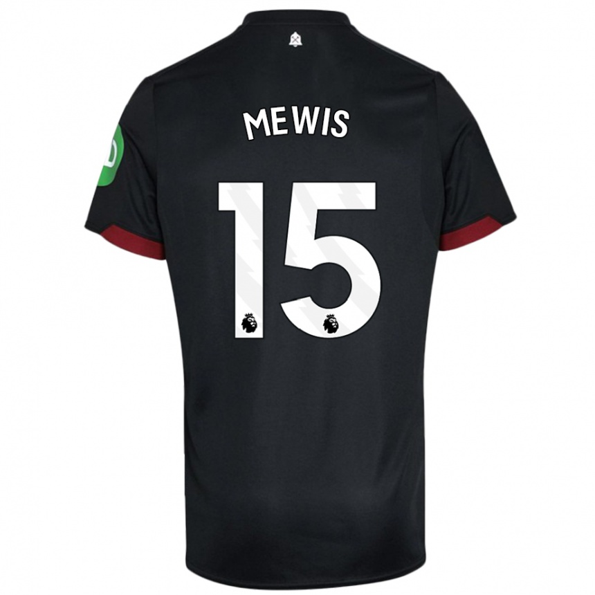 Kids Football Kristie Mewis #15 Black White Away Jersey 2024/25 T-Shirt Nz