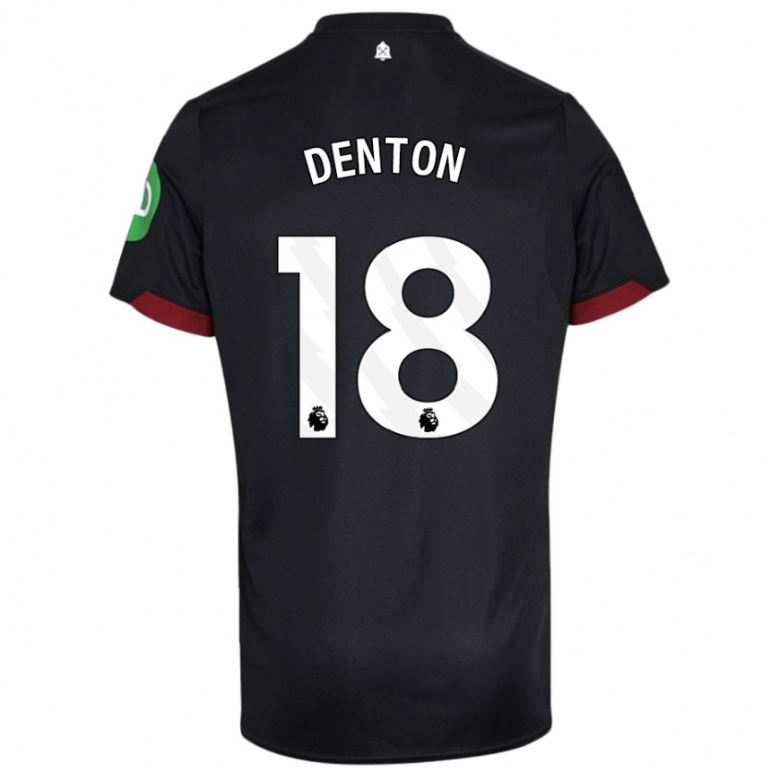 Kids Football Anouk Denton #18 Black White Away Jersey 2024/25 T-Shirt Nz