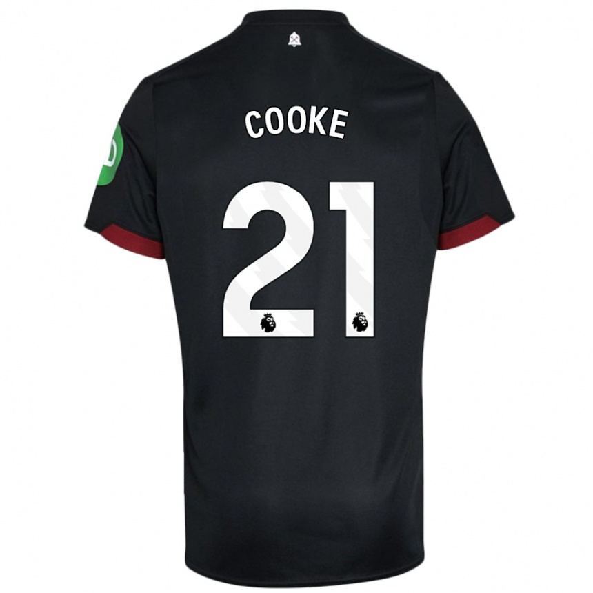 Kids Football Shannon Cooke #21 Black White Away Jersey 2024/25 T-Shirt Nz