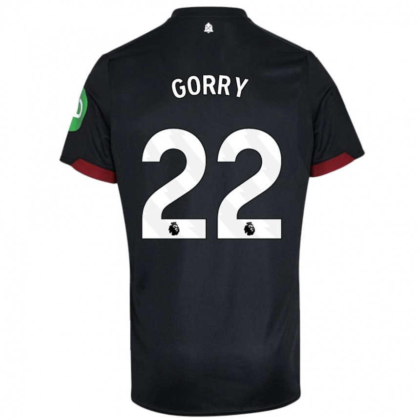 Kids Football Katrina Gorry #22 Black White Away Jersey 2024/25 T-Shirt Nz