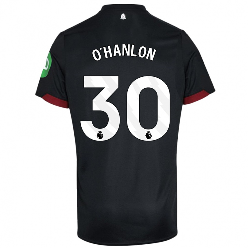 Kids Football Katie O'hanlon #30 Black White Away Jersey 2024/25 T-Shirt Nz