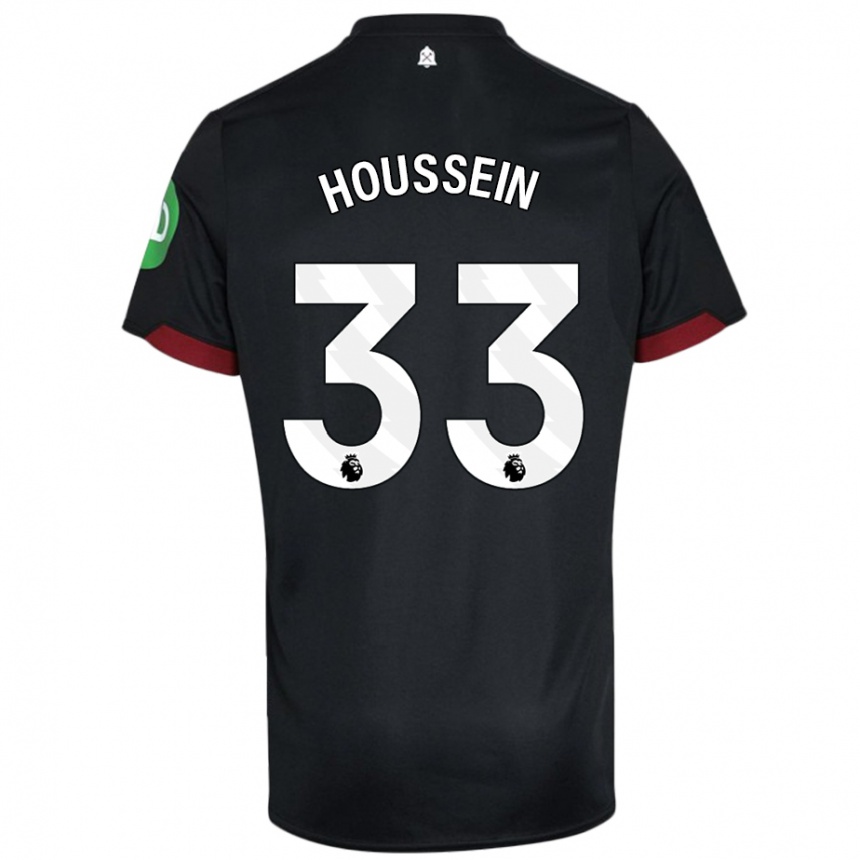 Kids Football Halle Houssein #33 Black White Away Jersey 2024/25 T-Shirt Nz