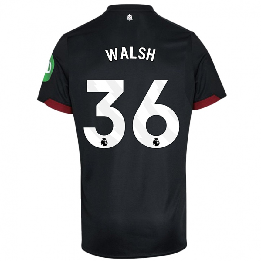 Kids Football Soraya Walsh #36 Black White Away Jersey 2024/25 T-Shirt Nz