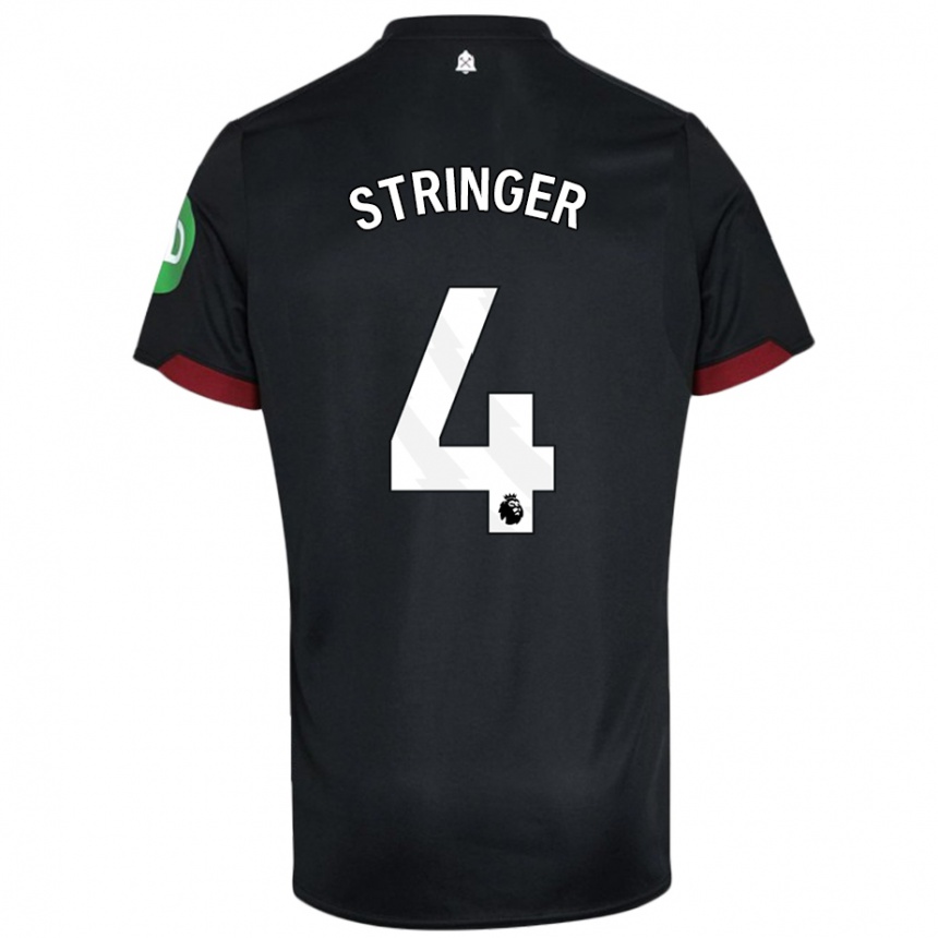 Kids Football Abbey Leigh Stringer #4 Black White Away Jersey 2024/25 T-Shirt Nz