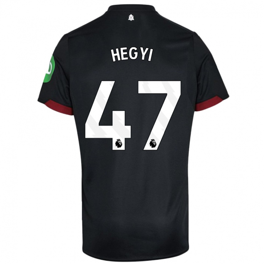 Kids Football Krisztian Hegyi #47 Black White Away Jersey 2024/25 T-Shirt Nz