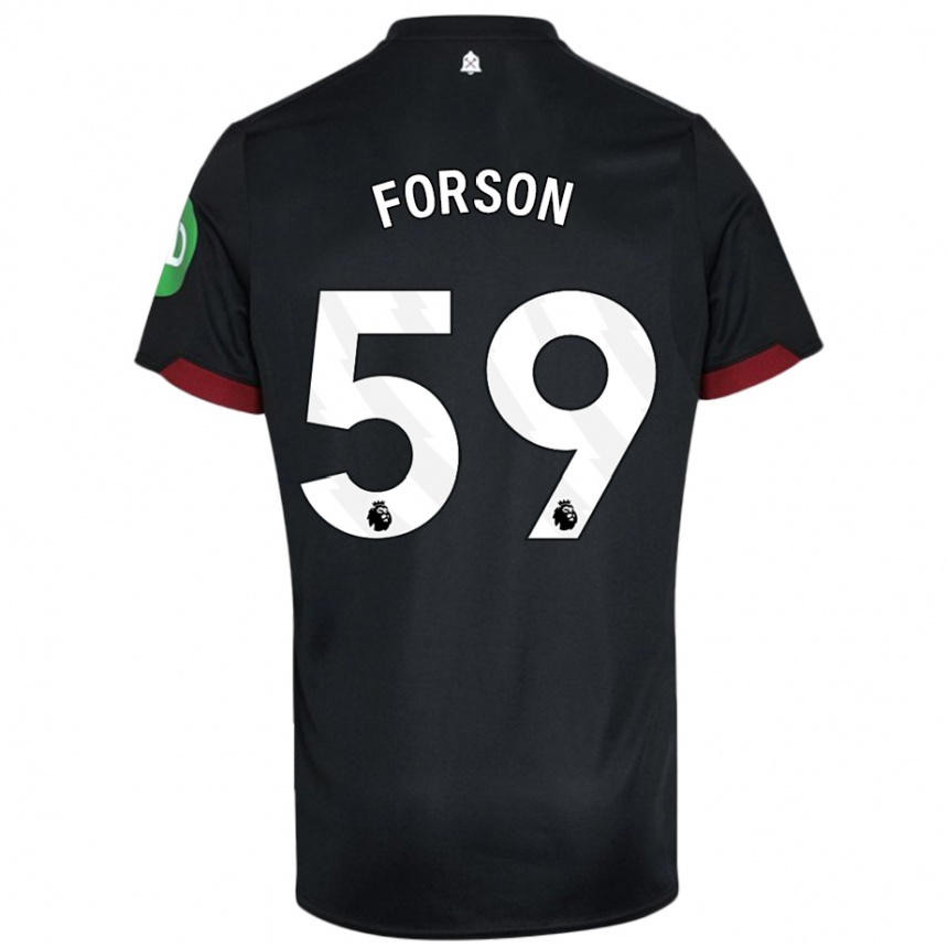 Kids Football Keenan Forson #59 Black White Away Jersey 2024/25 T-Shirt Nz