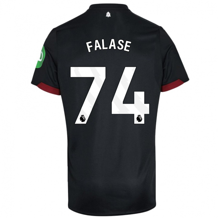 Kids Football Asher Falase #74 Black White Away Jersey 2024/25 T-Shirt Nz