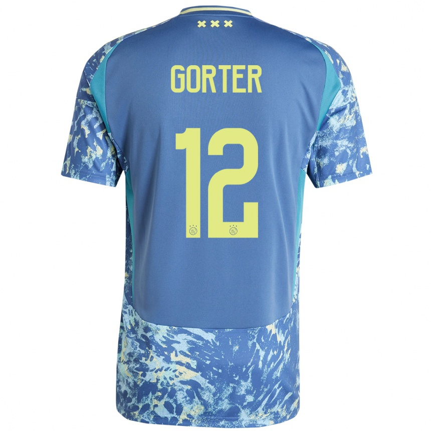 Kids Football Jay Gorter #12 Grey Blue Yellow Away Jersey 2024/25 T-Shirt Nz