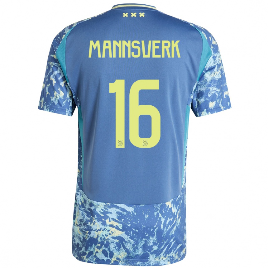 Kids Football Sivert Mannsverk #16 Grey Blue Yellow Away Jersey 2024/25 T-Shirt Nz